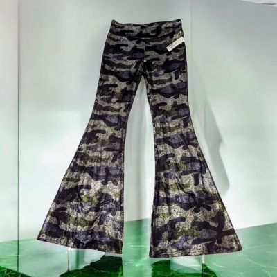 NOBO Purple Green Silver SPARKLY Camo Leggings Pull On Pants Juniors Medium 7-9